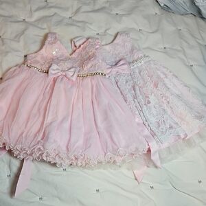 Bundle American Princess Pink and White Lace Dresses with Bow